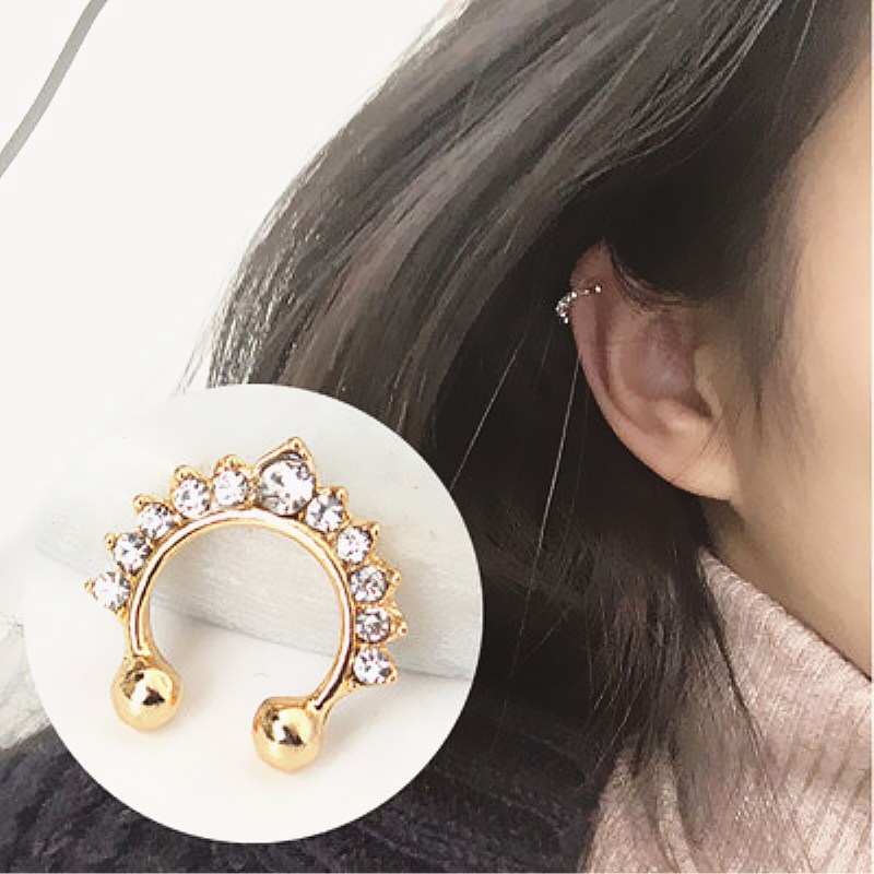 Ear Cuff No Piercing - حلقات الأنف المزيفة على شكل حرف