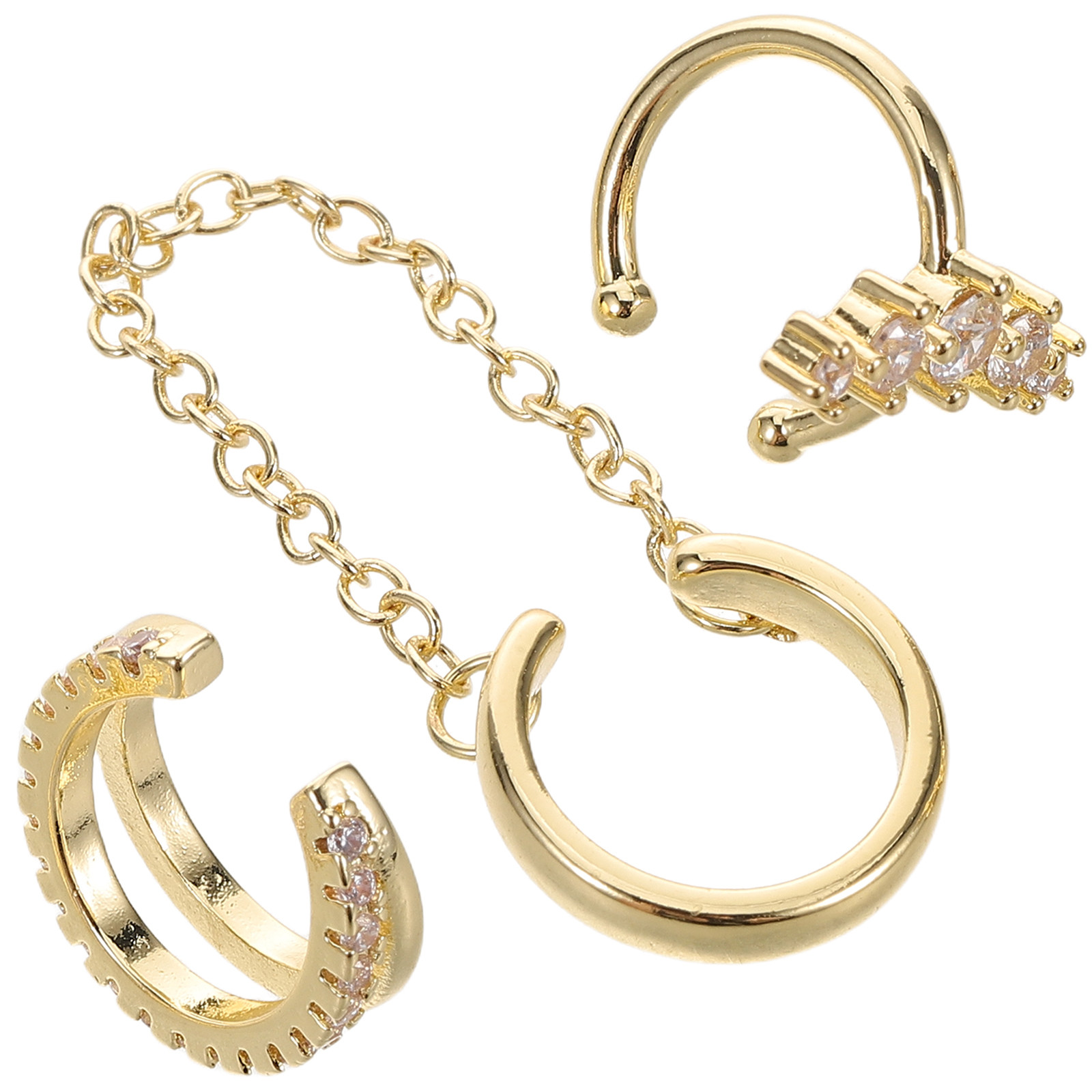 Ear Cuff No Piercing - 3 قطع من أقراط الأذن المزينة