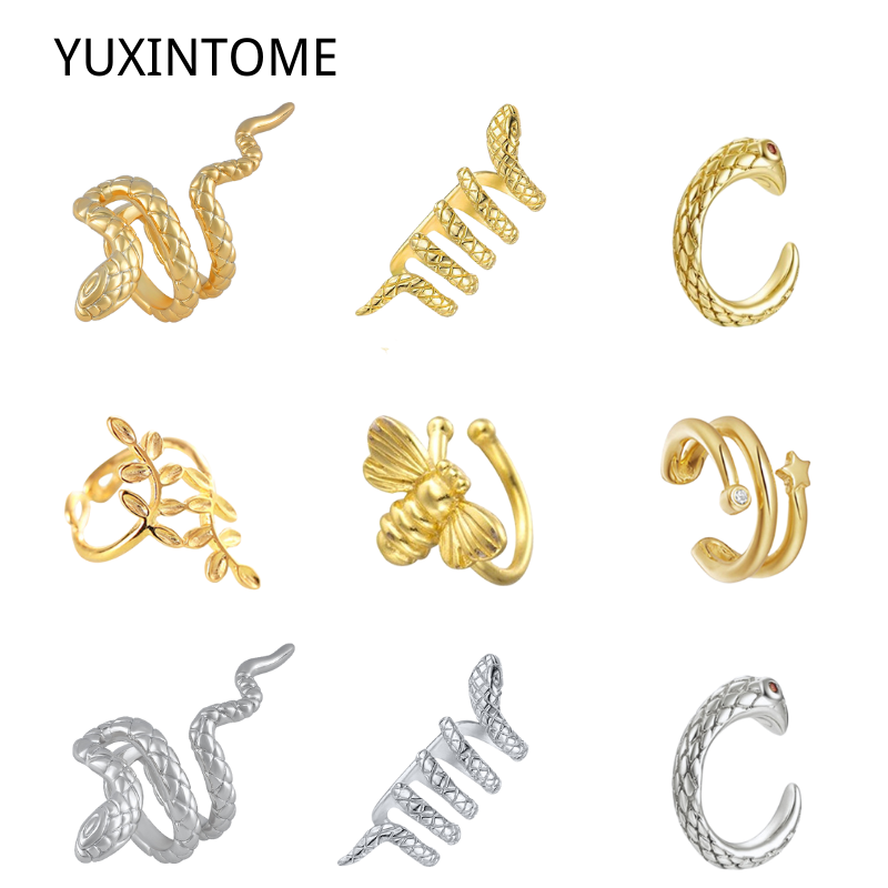 Ear Cuff No Piercing - 1 قطعة مطلي 24K الذهب خمر