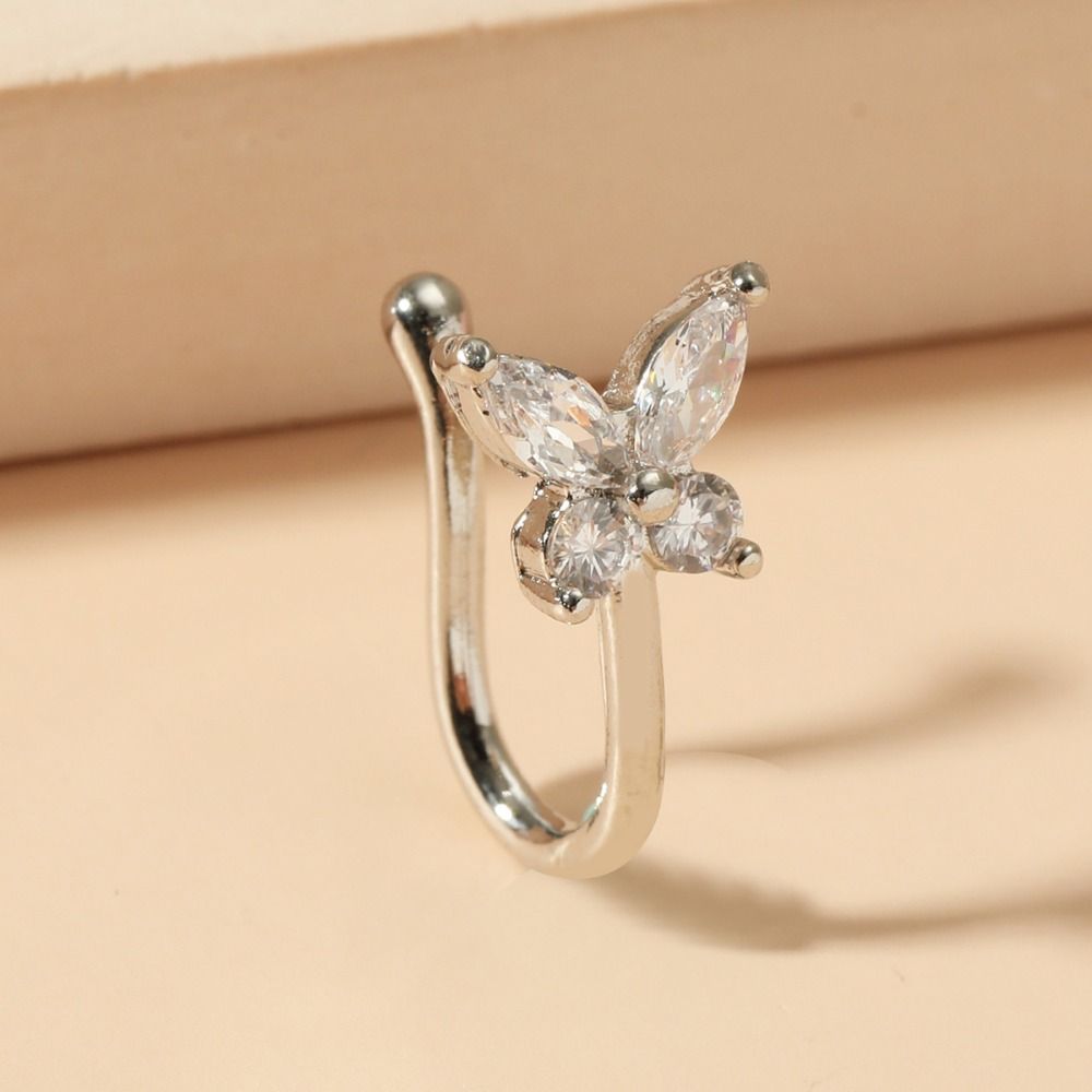 حلقة أنف بتصميم فراشة مرصعة با - مراجعة Ear Cuff No Piercing وسعره