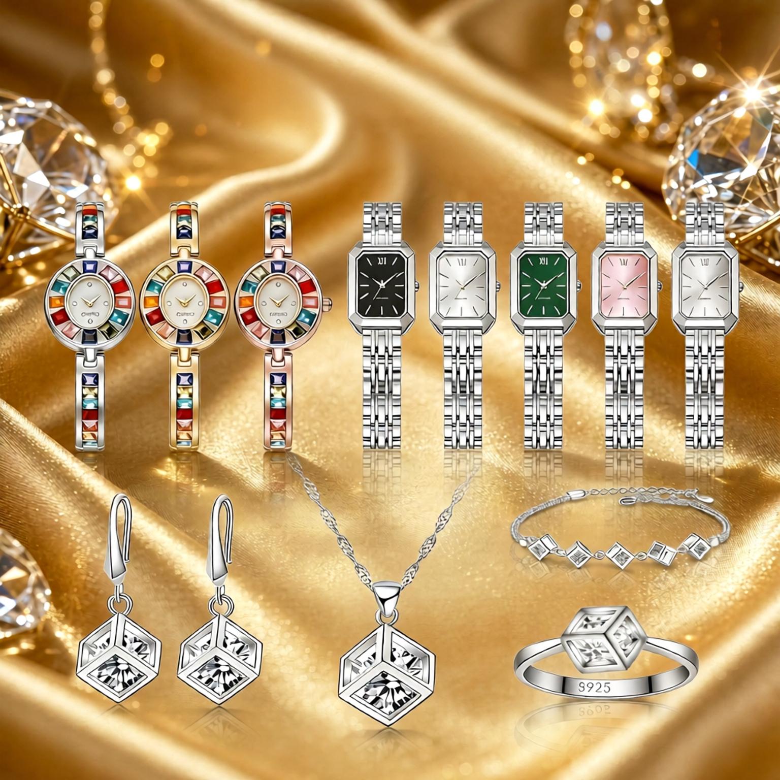 طقم مجوهرات أنيق من الفضة الإس - مراجعة Best Jewelry Watches Women وسعره