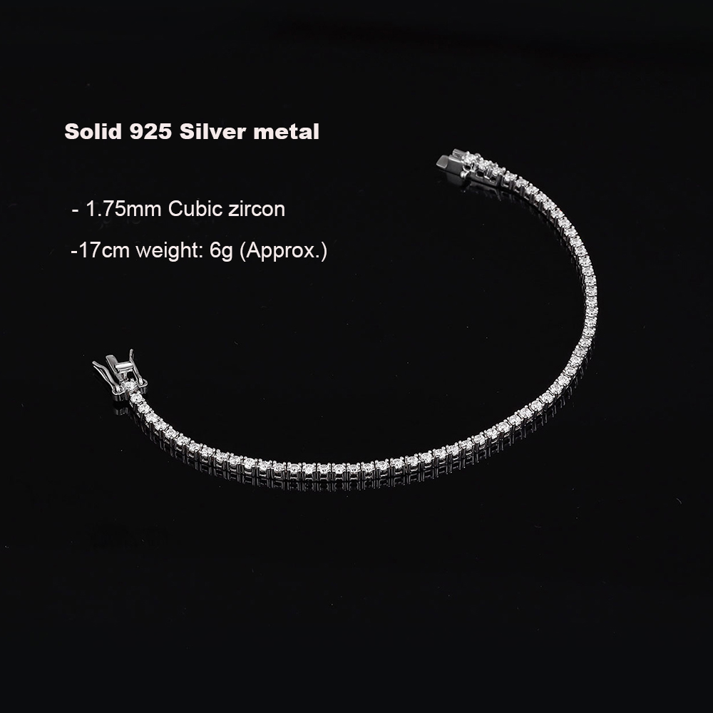 حقيقي الفضة 1.75 مللي متر/1.5  - مراجعة Tennis Bracelet Cubic وسعره