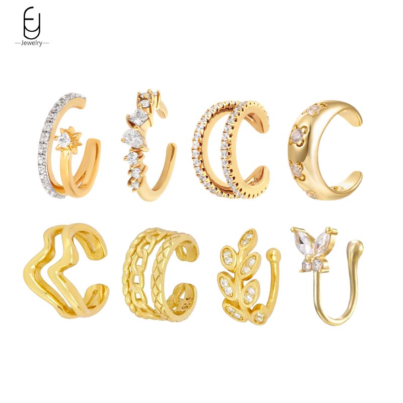 1 قطعة مطلي 24K الذهب أحادية أ - مراجعة Ear Cuff No Piercing وسعره