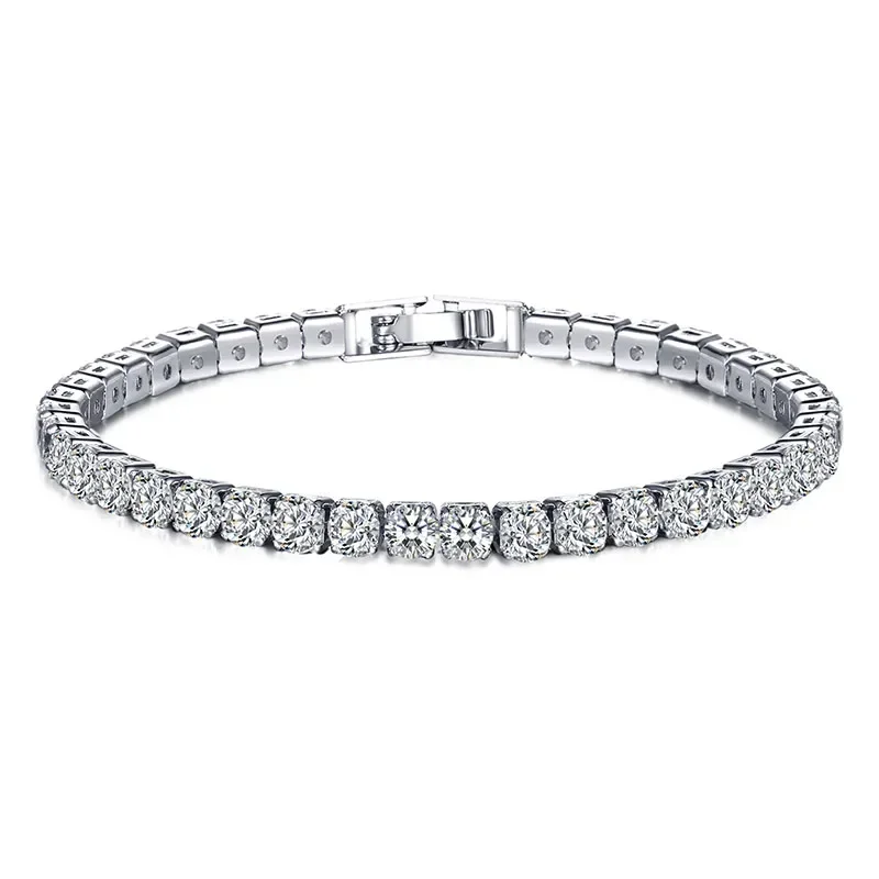 سوار تنس هيب هوب للنساء ، فضي  - مراجعة Tennis Bracelet Cubic وسعره