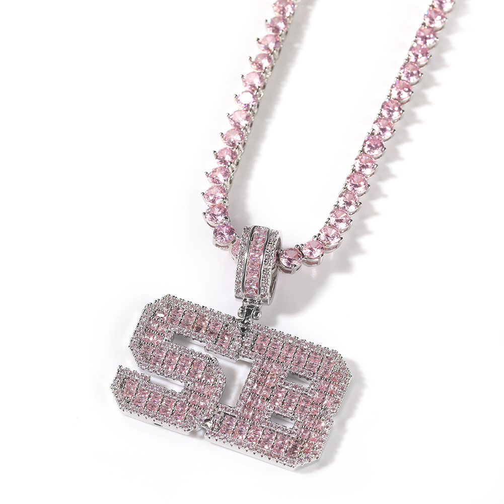 Uwin-Pink Baguette رسائل اسم م - مراجعة Tennis Bracelet Cubic وسعره
