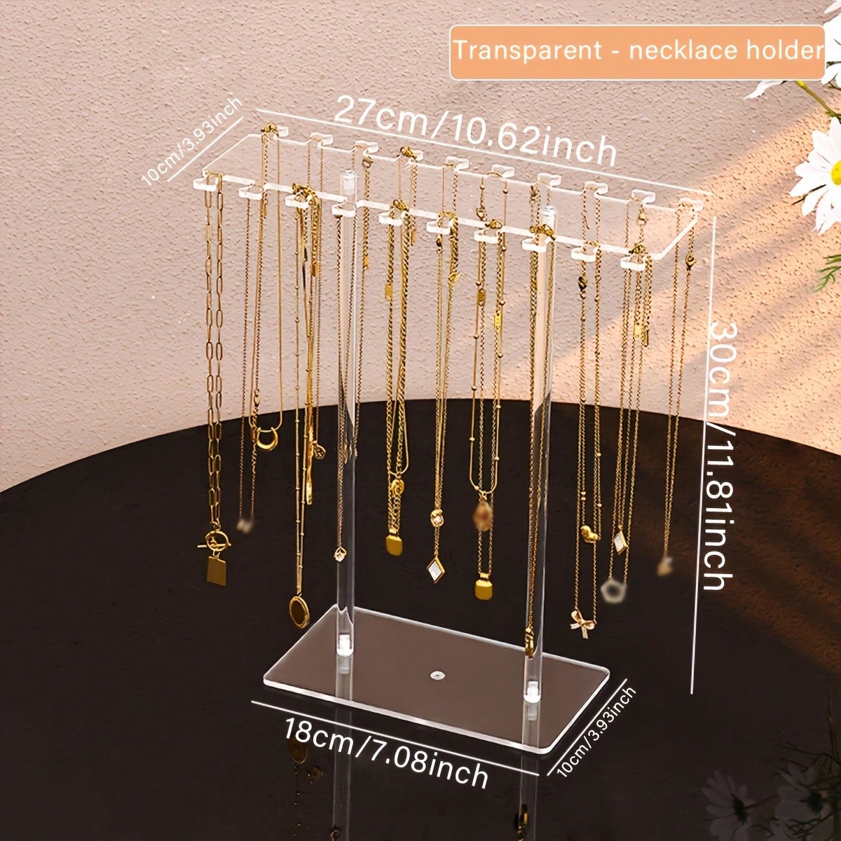 حامل قلادات أكريليك شفاف فاخر، - مراجعة Al Ain Jewelry & Watches Exhibition 2025 وسعره
