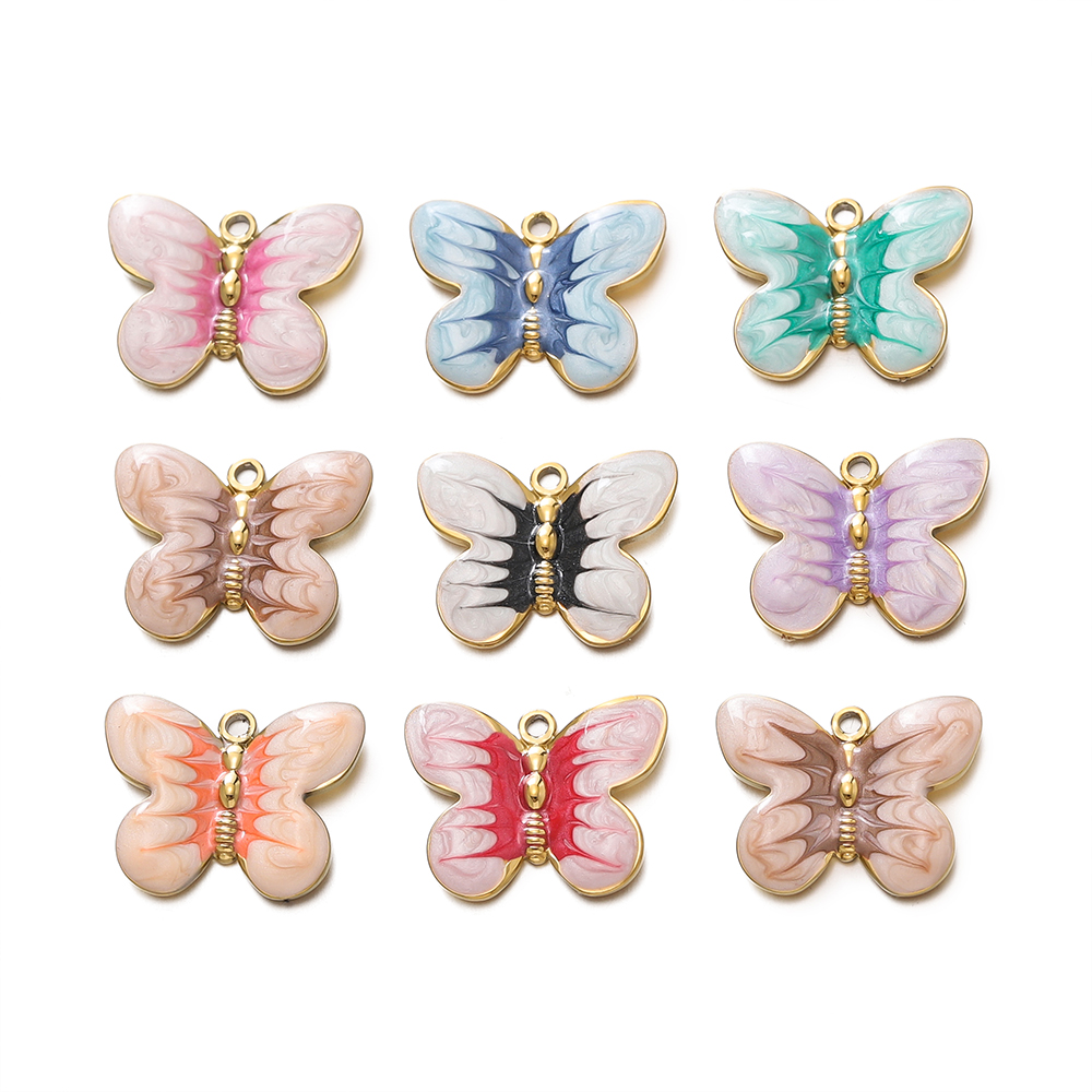 2 قطعة/الوحدة الملونة المينا ف - مراجعة Butterfly Pendant Necklace وسعره